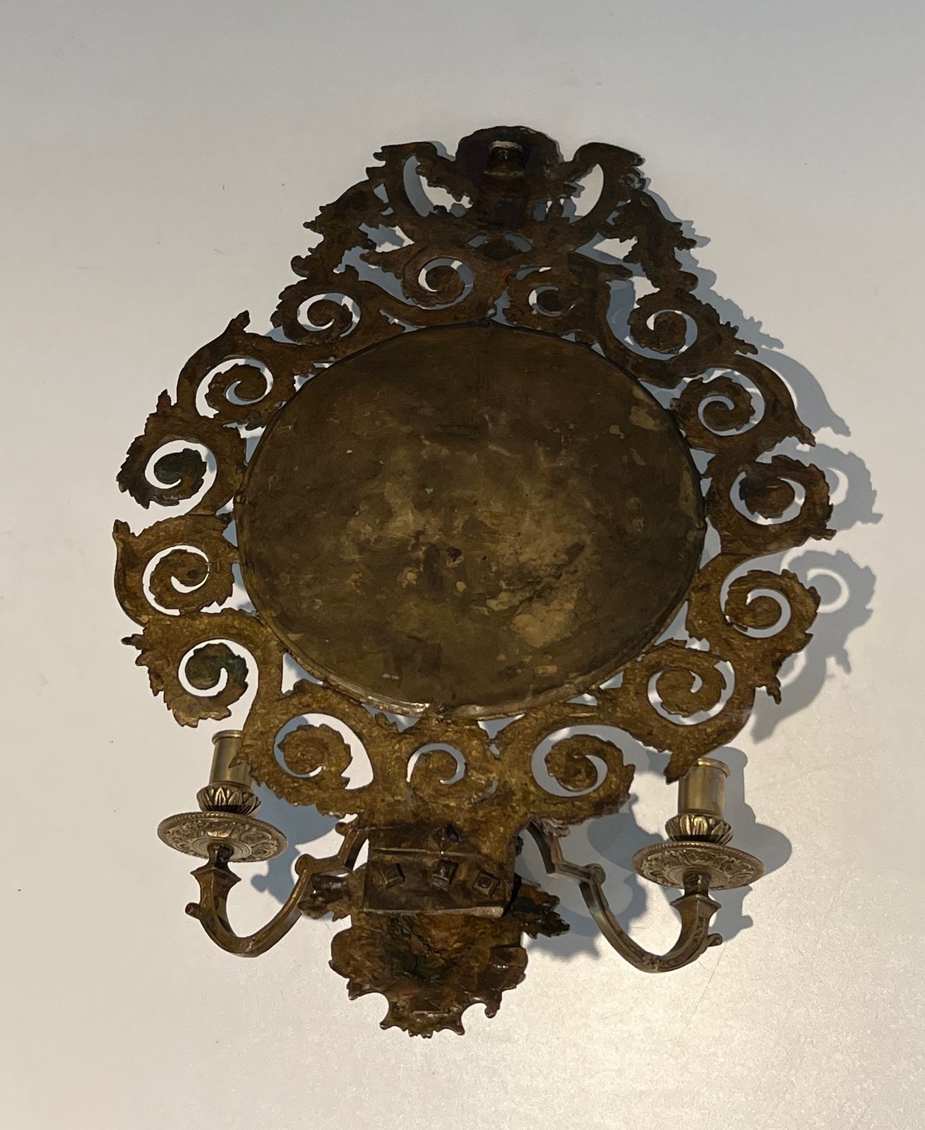 photo buy Important Pair Of Louis XIV Style Sconces In Bronze And Mirror