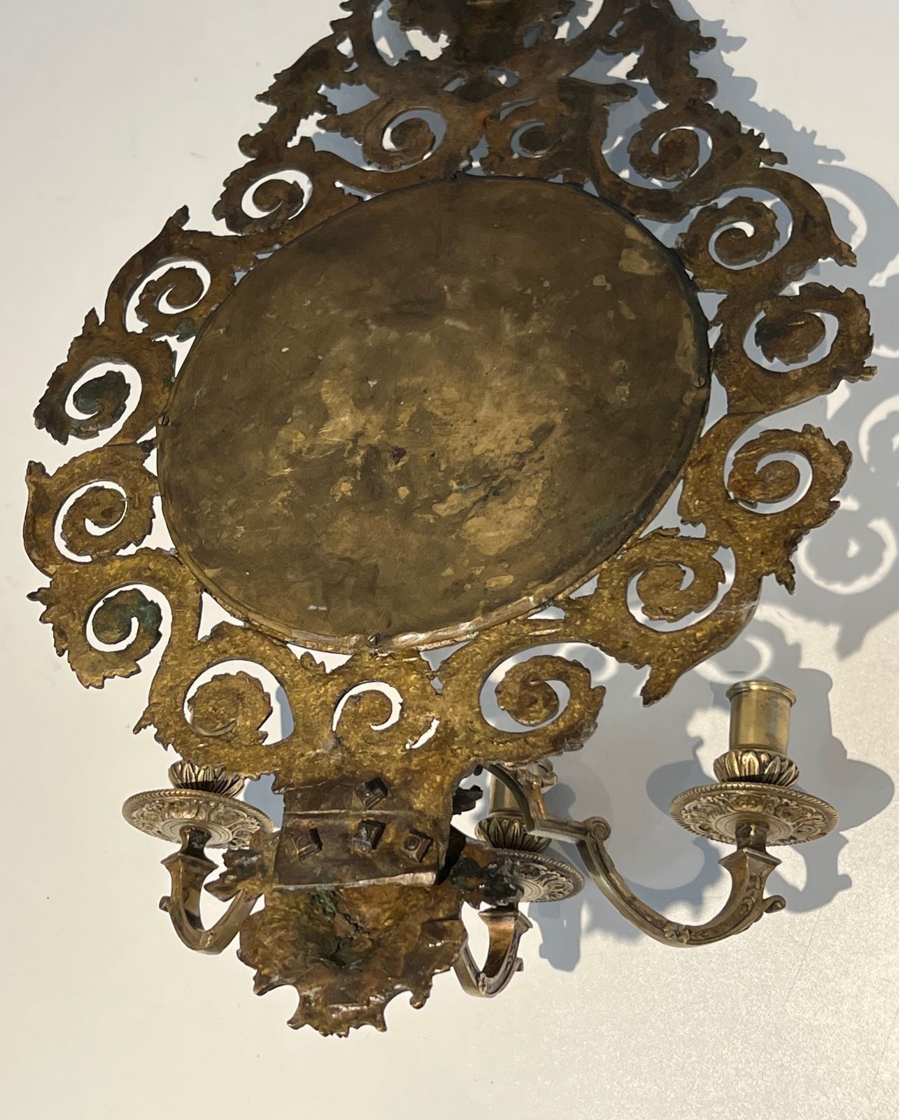 photo vintage Important Pair Of Louis XIV Style Sconces In Bronze And Mirror