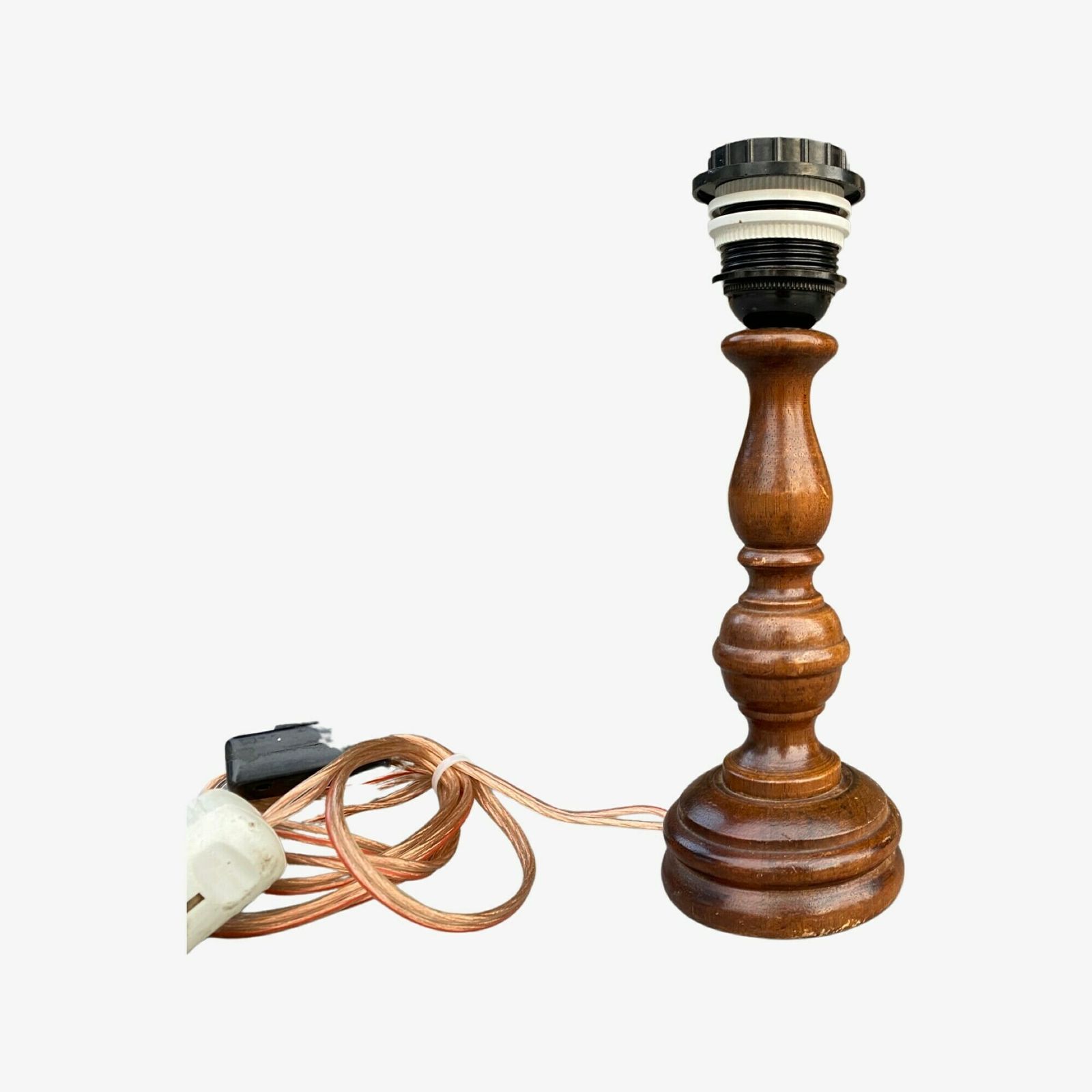 1960s Retro Dark Wood Desk Lamp | Vintage Table Lamp Made Of Dark Wood | Vintage Lighting | Mid Century Modern Lighting | Wooden Base photo vinterior