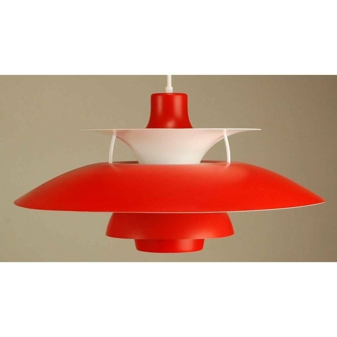 Louis Poulsen Made In Denmark, 1980s   Bright Red With Orange Glow   Original Restored Ph5 Model   Vintage