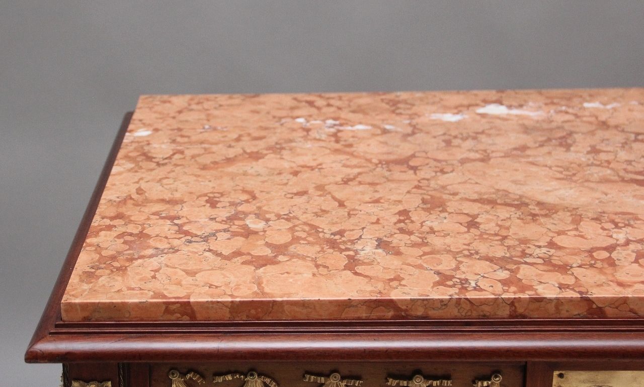 19th Century French Mahogany And Marble Top Centre Table photo Furniture
