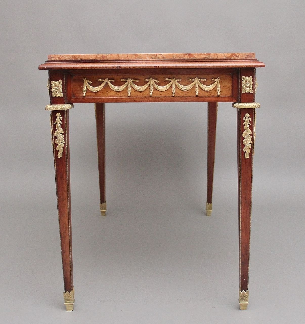 photo for sale 19th Century French Mahogany And Marble Top Centre Table