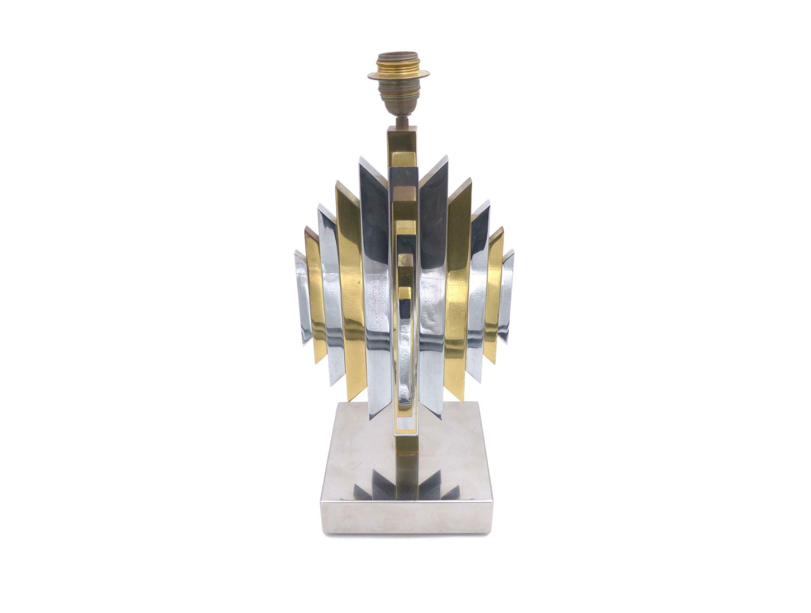 Cactus Sculpture Lamp Base Brass And Chrome Lem Atelier La Boetie 1974 photo for sale