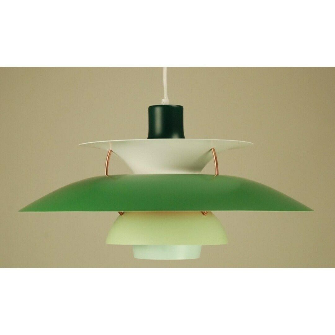 Louis Poulsen Ph5 Pendant Light | Vintage 1970's 'Shades Of Green With Orange & Copper Spacers’