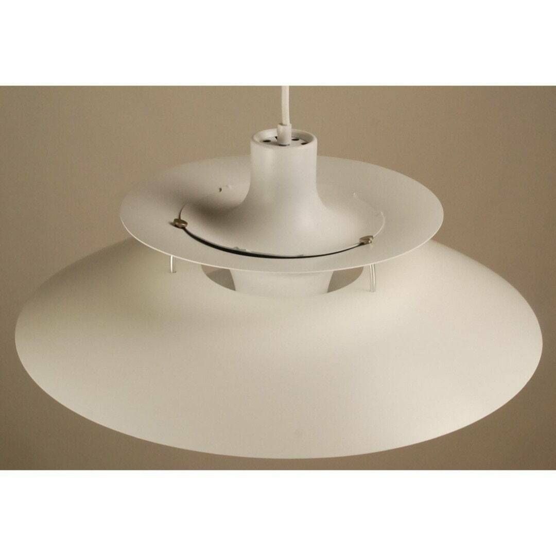 Louis Poulsen Ph5 Pendant Light   Design By Poul Henningsen | 'White With Silver Colored Anti Glare Ring And Spacers' photo furniture