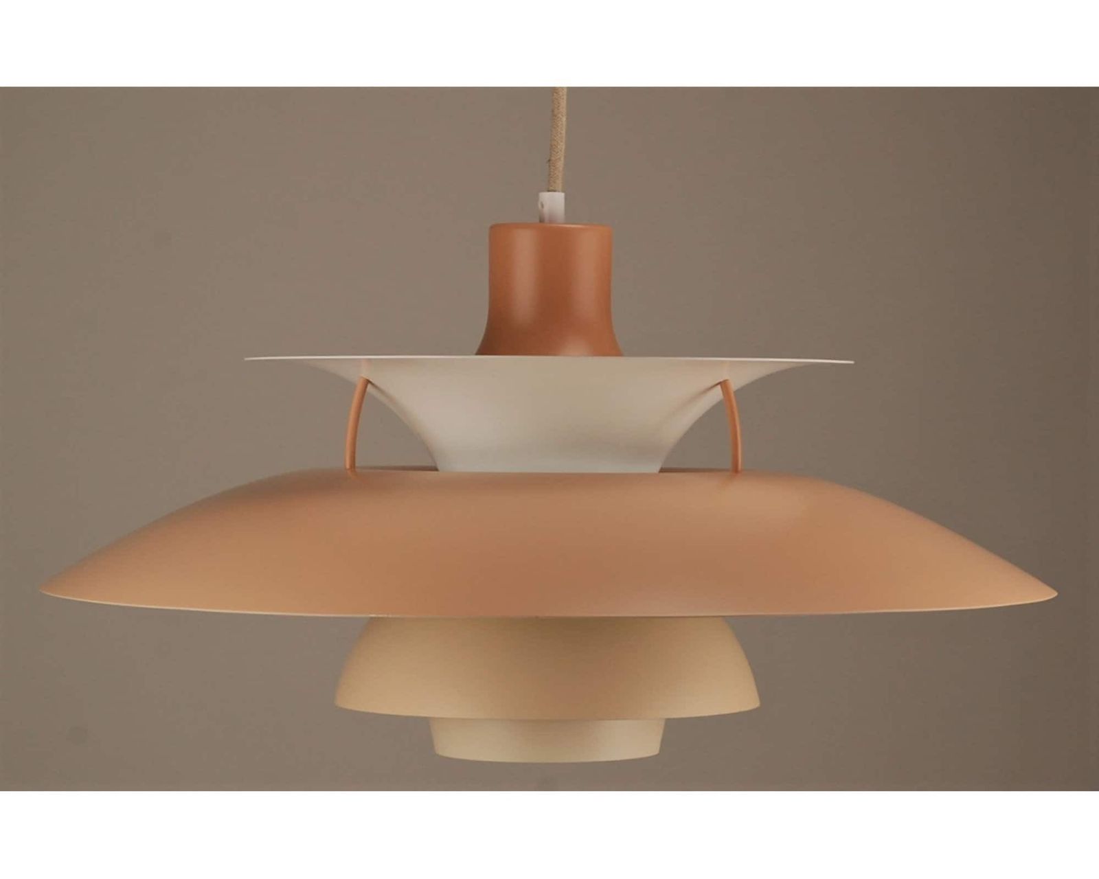 Sandy Beige Vintage Ph5 Lamp | Design By Poul Henningsen | Produced By Louis Poulsen In The Mid Century