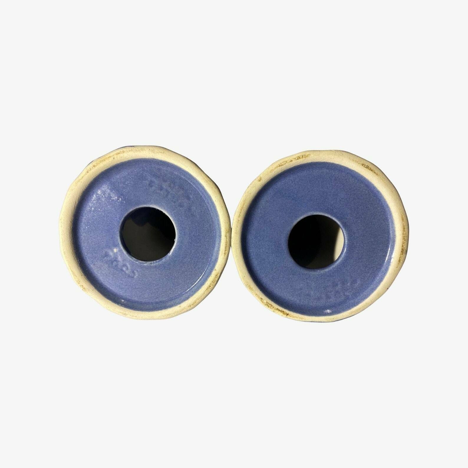 60s Babyblue Candlestick Holders | Set Of 2 Handmade Vintage Candle Holders From Denmark | Amazing Spiral Ceramic Pattern Midcentury Design photo Home Decor
