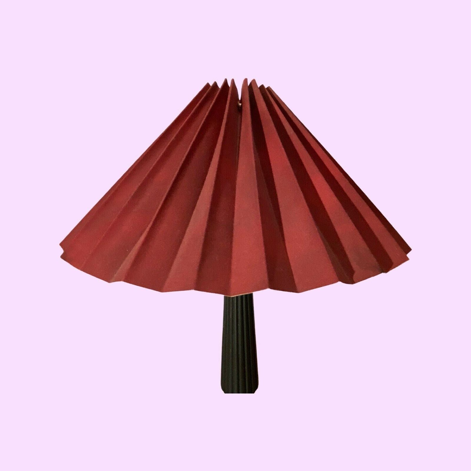 Vintage Brass Leaves Lamp With Black Base And Red Shade | Mid Century Brass Design Lamp | Gold Color Base With Black Wooden Center | Danish photo 159.0