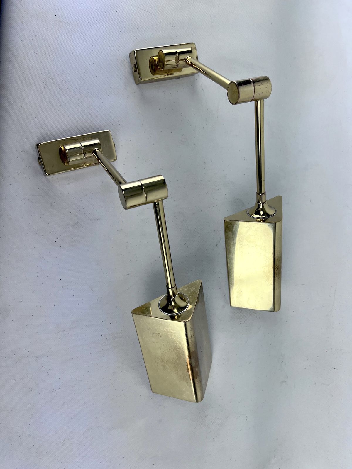 Postmodern Pair Of Articulated Brass Wall Lamps By Baulmann Leuchten. Germany 1980s photo for sale