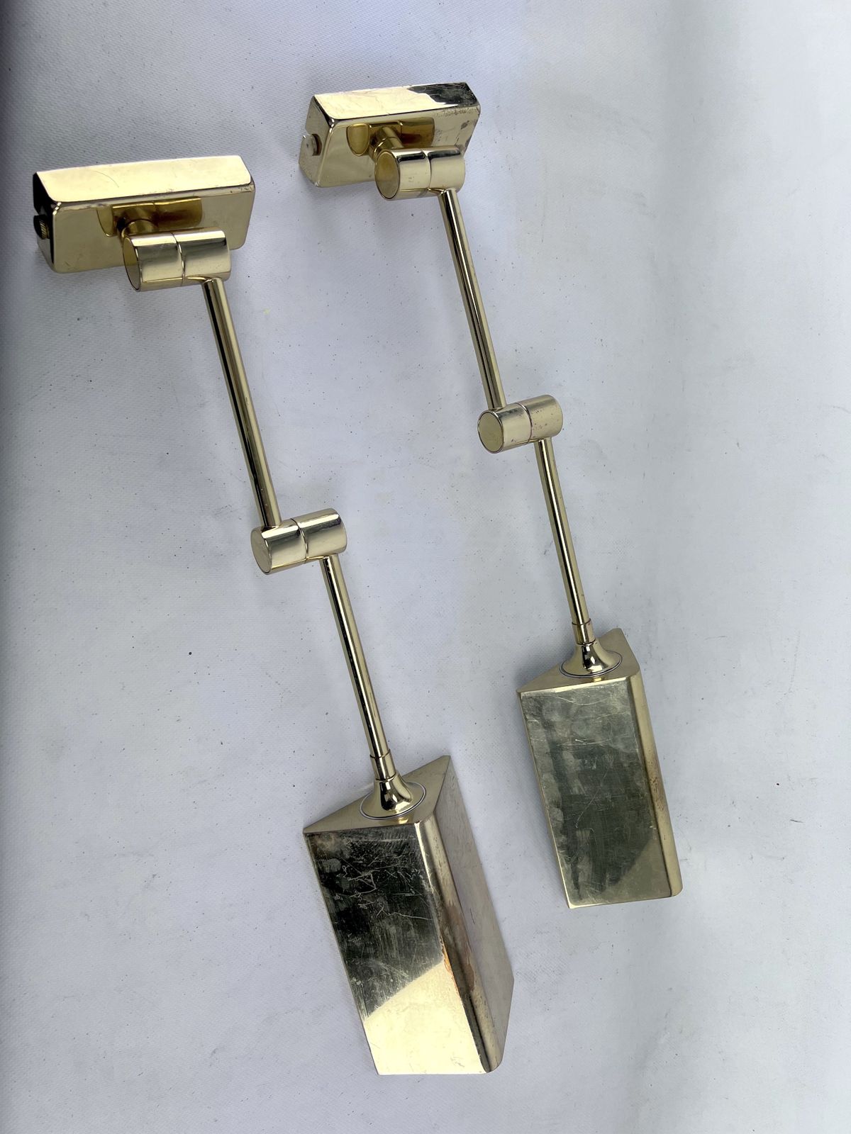 Lighting Postmodern Pair Of Articulated Brass Wall Lamps By Baulmann Leuchten. Germany 1980s photo