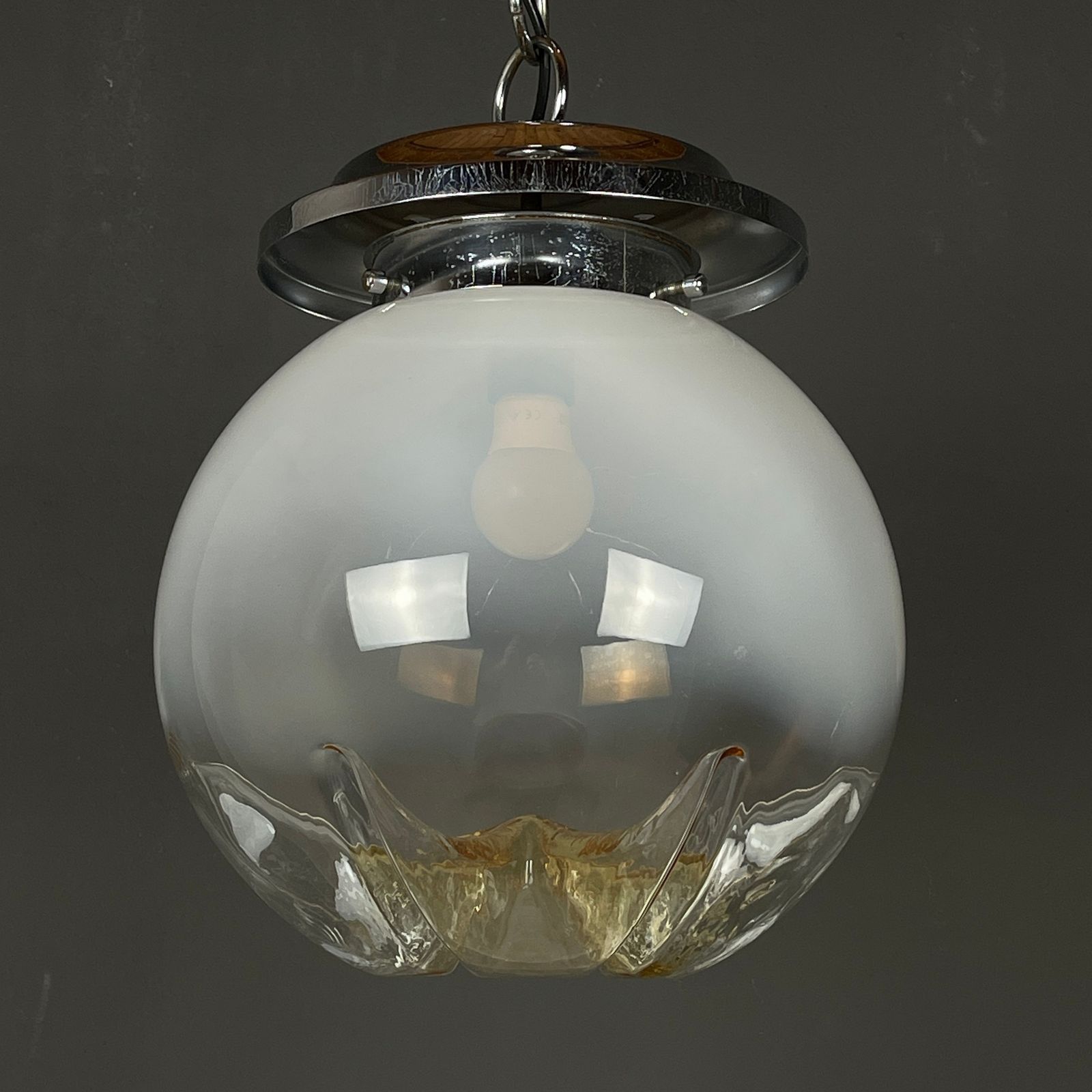 Large Murano Glass Pendant Lamp By Mazzega Italy 1960s photo for sale