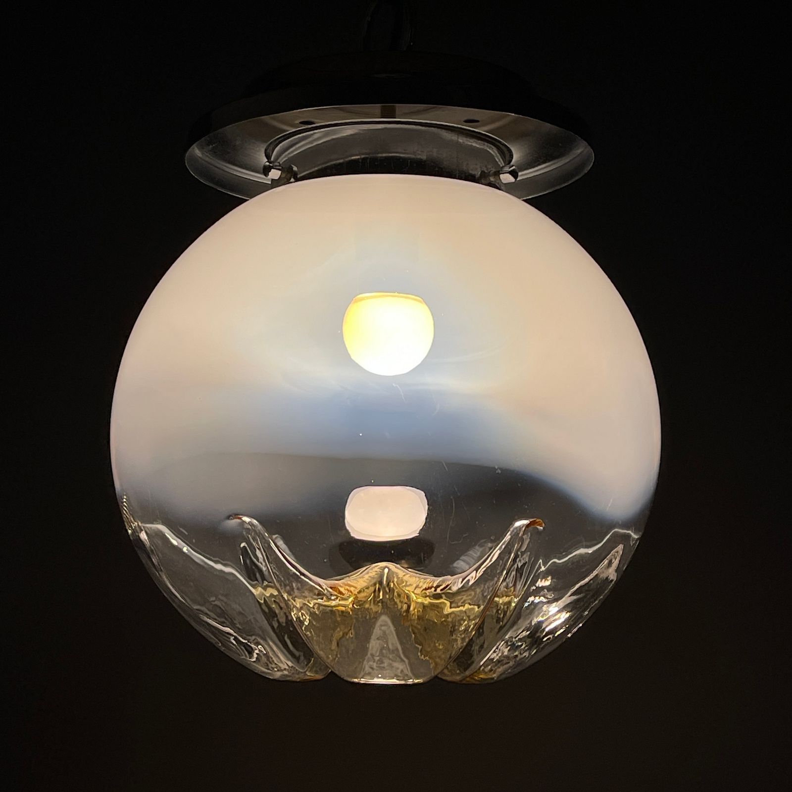 Large Murano Glass Pendant Lamp By Mazzega Italy 1960s photo Lighting