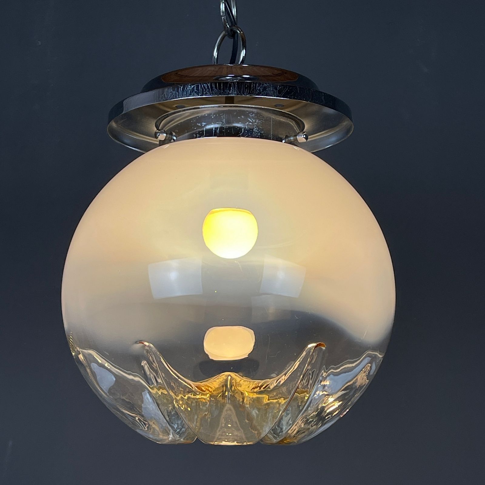 Large Murano Glass Pendant Lamp By Mazzega Italy 1960s photo vintage