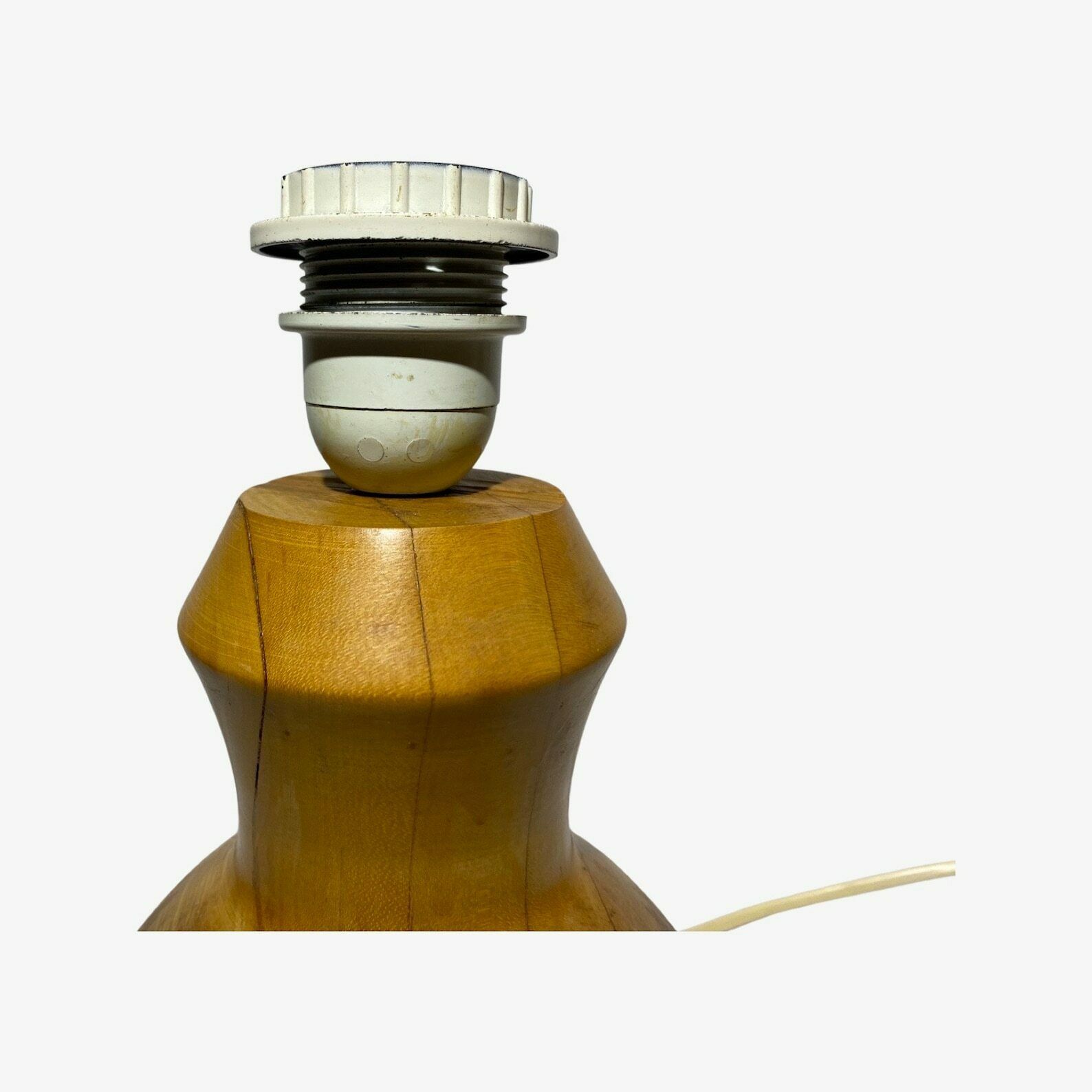 60s Vintage Oak Wood Lamp Base \ Solid Heavy Wooden Table Lamp / Desk Lamp / Night Light | Vintage Table Lamp | Mid Century Modern Lighting photo vintage