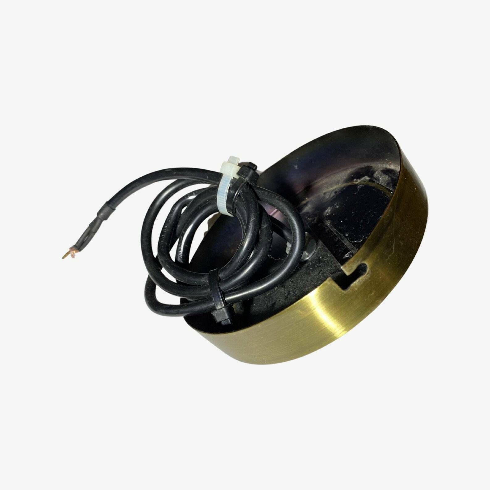 60s Gold Retro Ball Lamp | Vintage Golden Brushed Pendant Light | Dutch Designer Lighting | Metal photo furniture