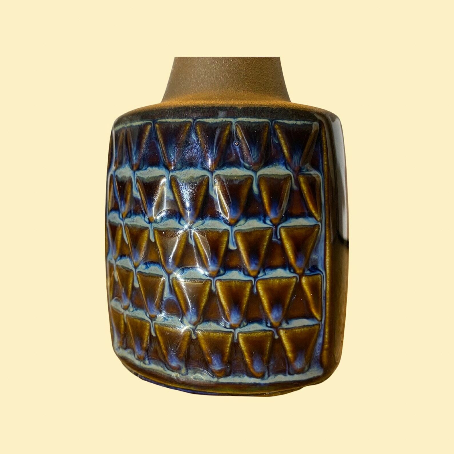 Blue/Brown Søholm Stentoi Table Lamp | Vintage Pottery   Danish Design Ceramic Pottery   Retro Soholm Scandinavian Retro Lighting Blue Glaze photo furniture