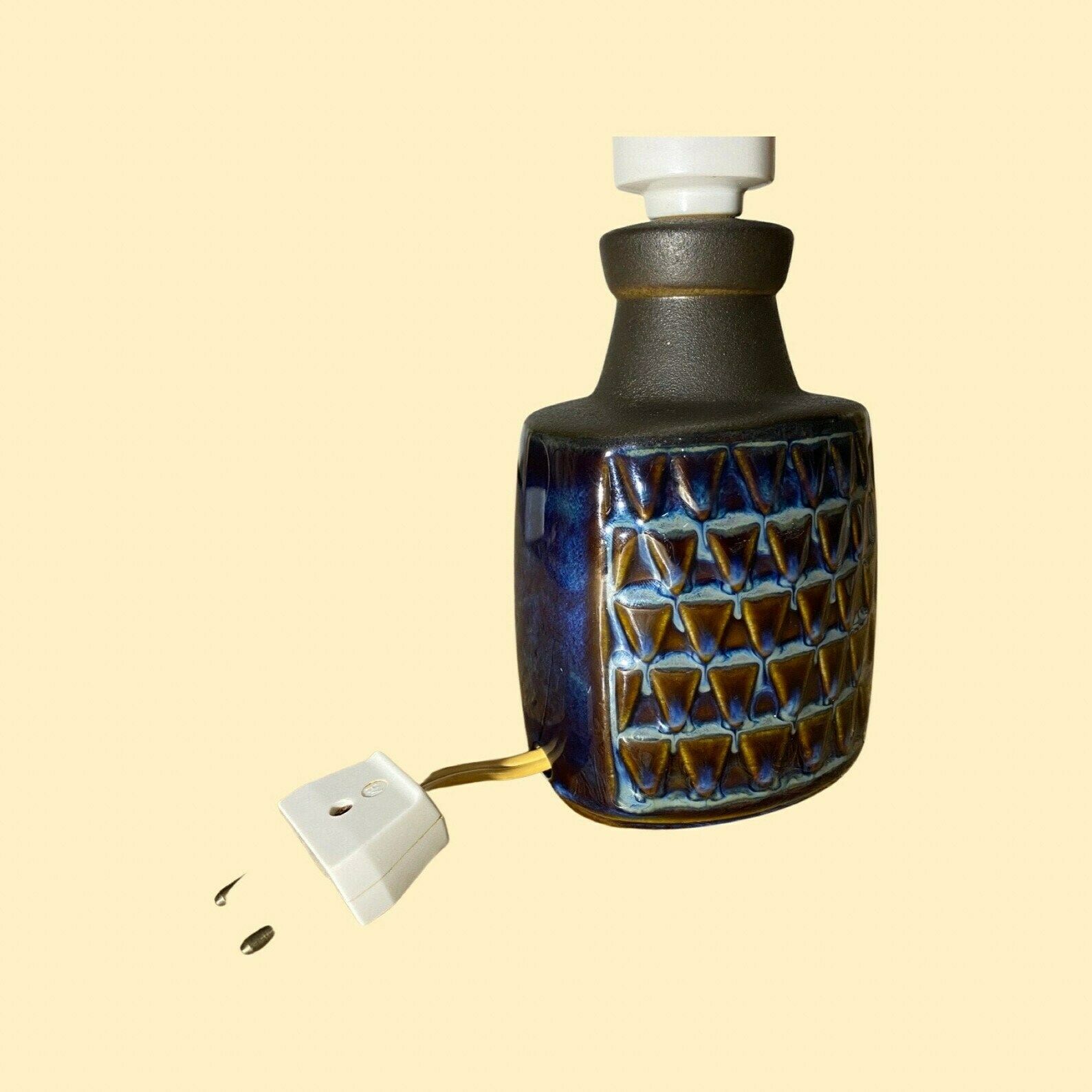 Blue/Brown Søholm Stentoi Table Lamp | Vintage Pottery   Danish Design Ceramic Pottery   Retro Soholm Scandinavian Retro Lighting Blue Glaze photo Lighting