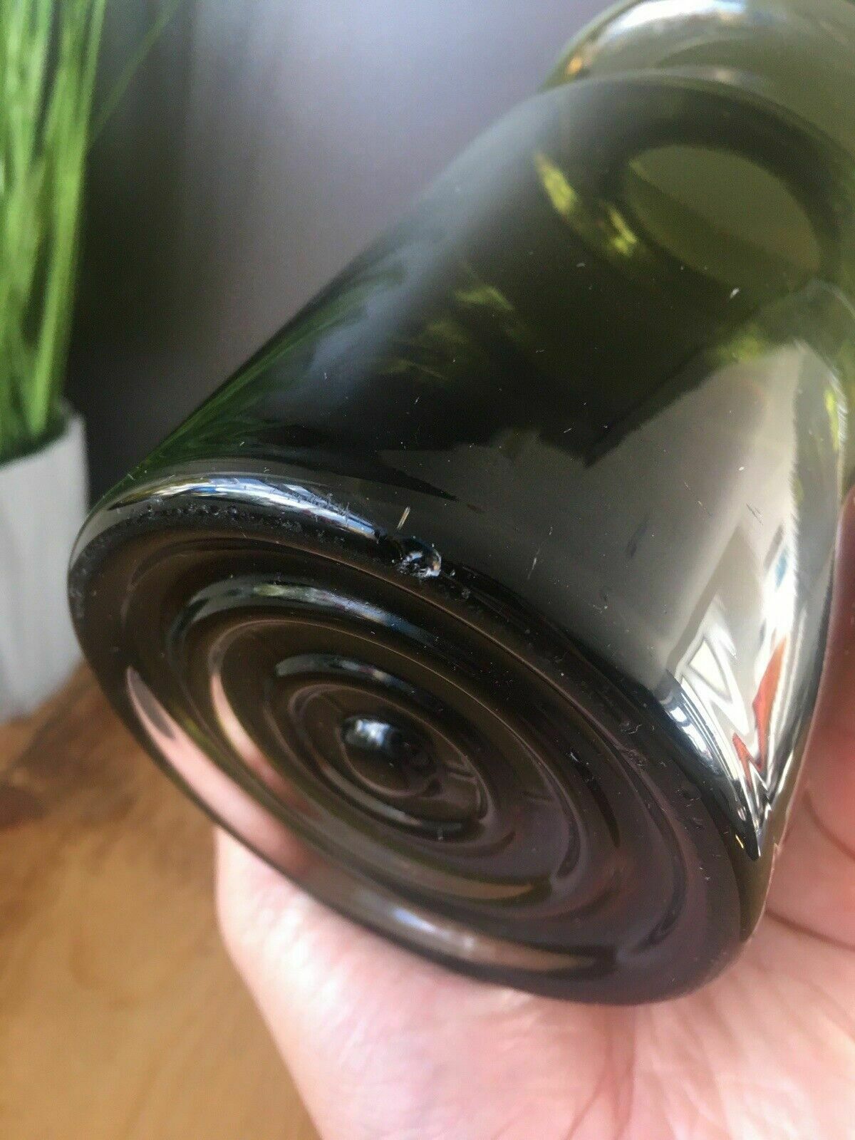 photo for sale Retro 60's Rihihimaki Green Art Glass Rose Vase 1477 Tamara Aladin Scandinavian