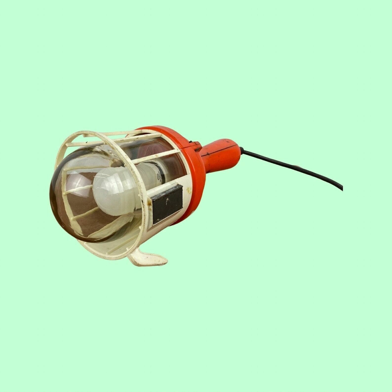 Portable Retro Lamp Frandsen Denmark | Danish Design From The Mid Century | Retro Orange Running Light In Good Condition | With Glass Shade photo furniture
