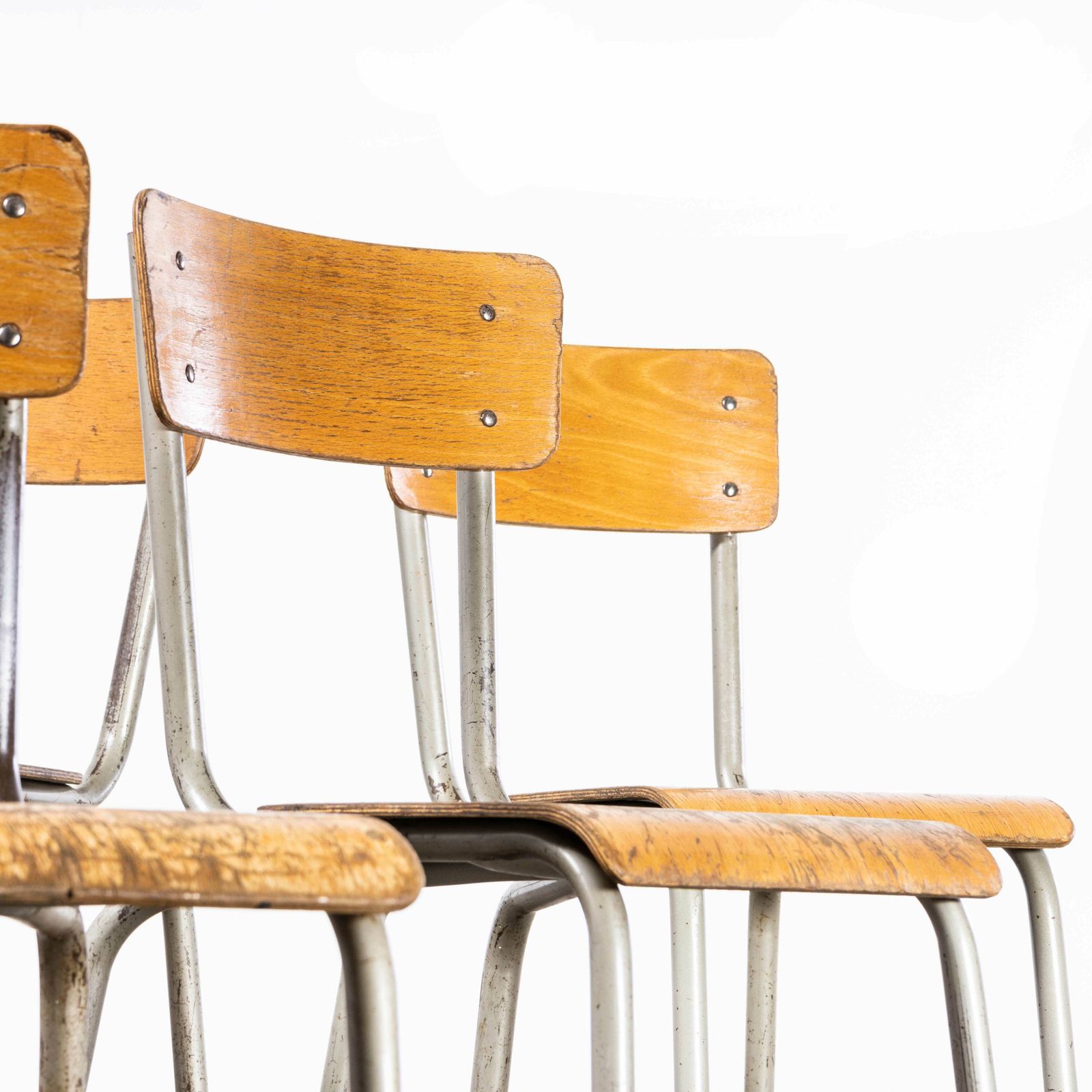 1950’s French Mullca Stacking Dining Chair – Grey Model 511 – Set Of Six photo furniture