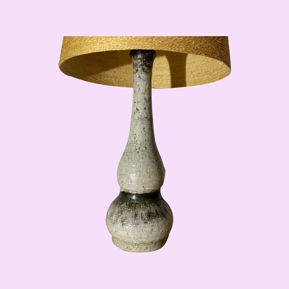 Super Rare Ceramic Table Lamp Made By Mid Century Ceramics Bakery 'Kingo Stentøj' In Denmark  Handmade Vintage Ceramic Pottery photo for sale
