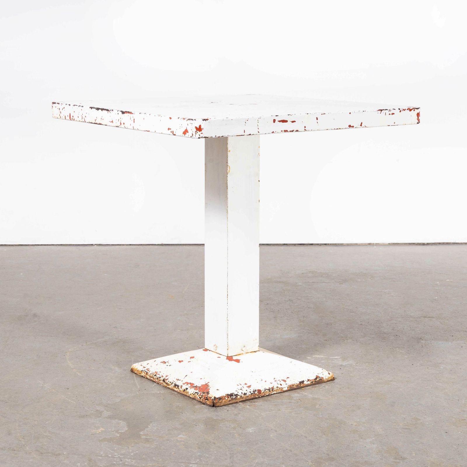 1960’s Original French Tolix Square Outdoor Dining Table – White Square (Model 1153).