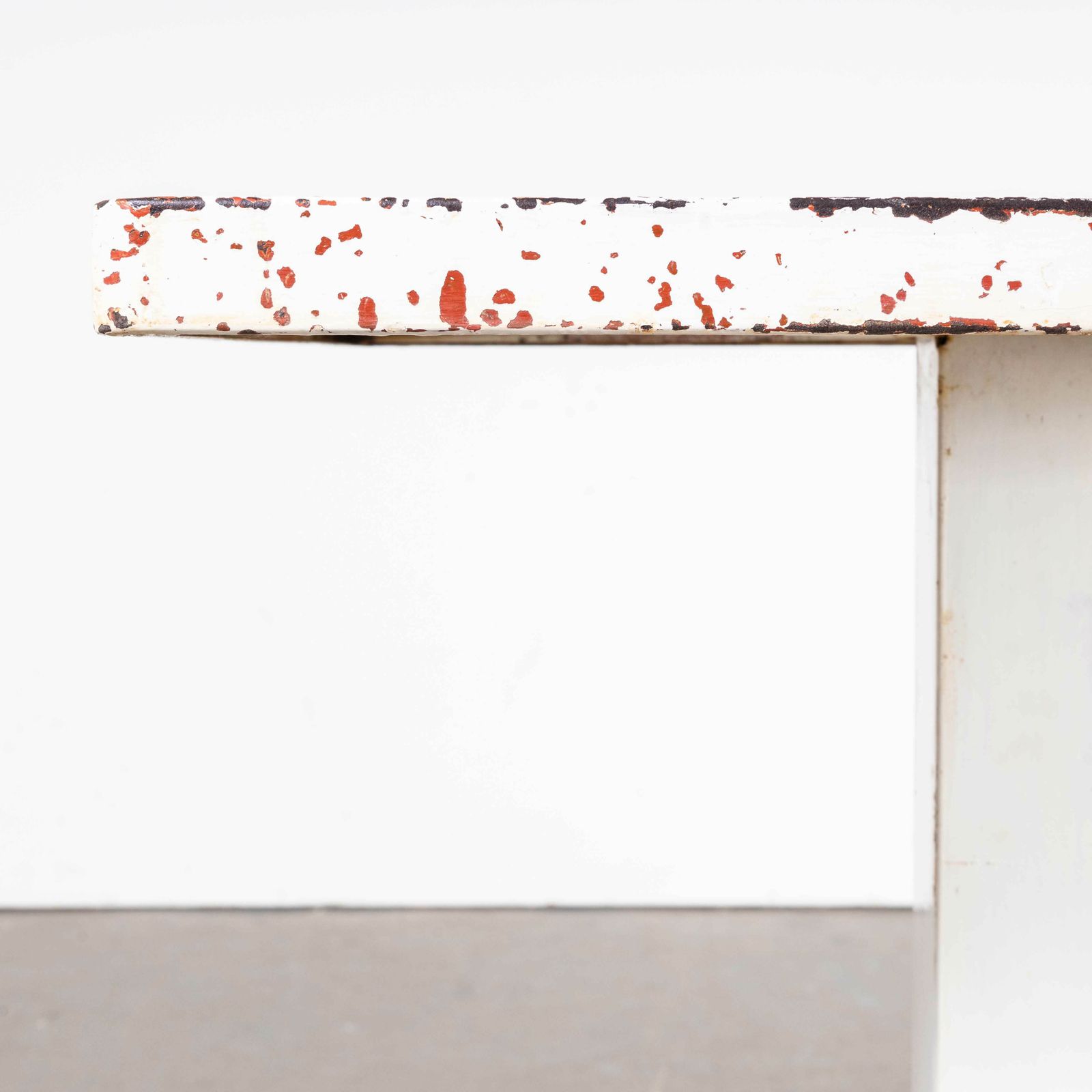 1960’s Original French Tolix Square Outdoor Dining Table – White Square (Model 1153). photo furniture