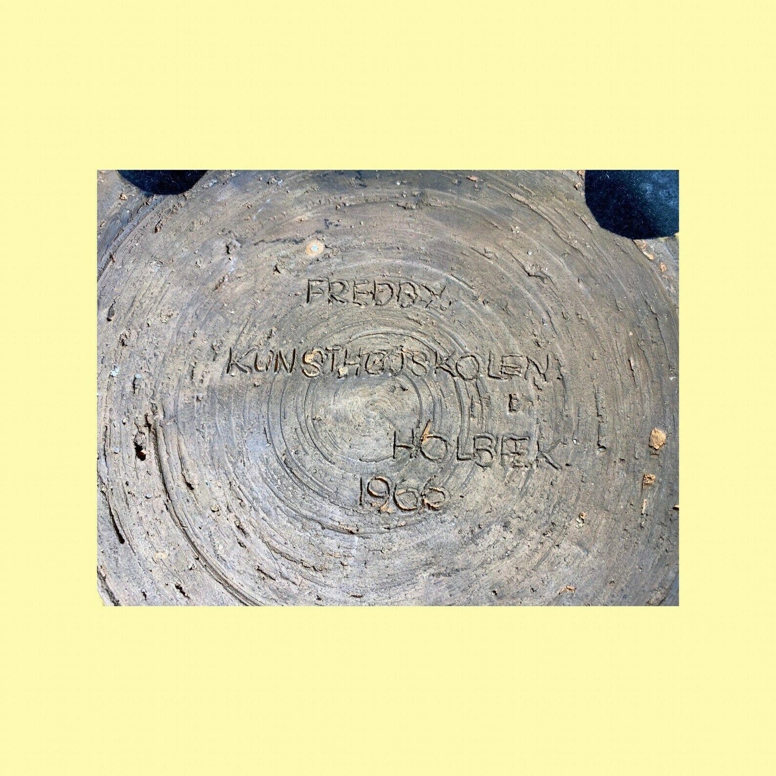 Set Of 2 Handmade Ceramic Vintage Bowls | Made By 'Freddy Kunsthøjskolen Holbæk In 1966' | Retro Handmade Scandinavian Ceramic Pottery Bowl photo buy