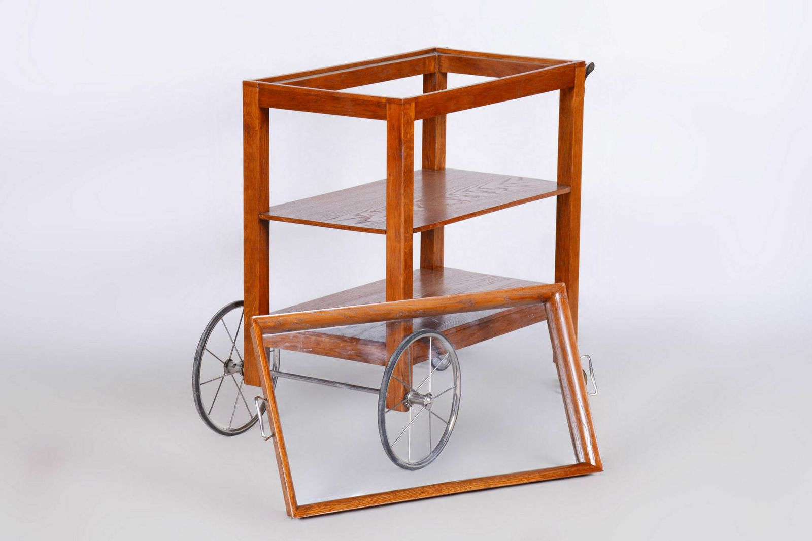 Restored Artdeco Walnut Trolley, Revived Polish, France, 1920s photo vinterior