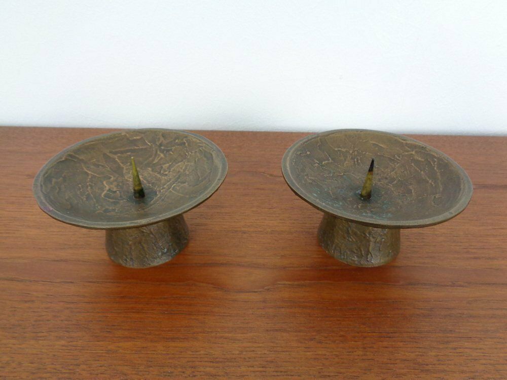 Brutalist Bronze Candleholders, 1960s, Set Of 2 photo buy