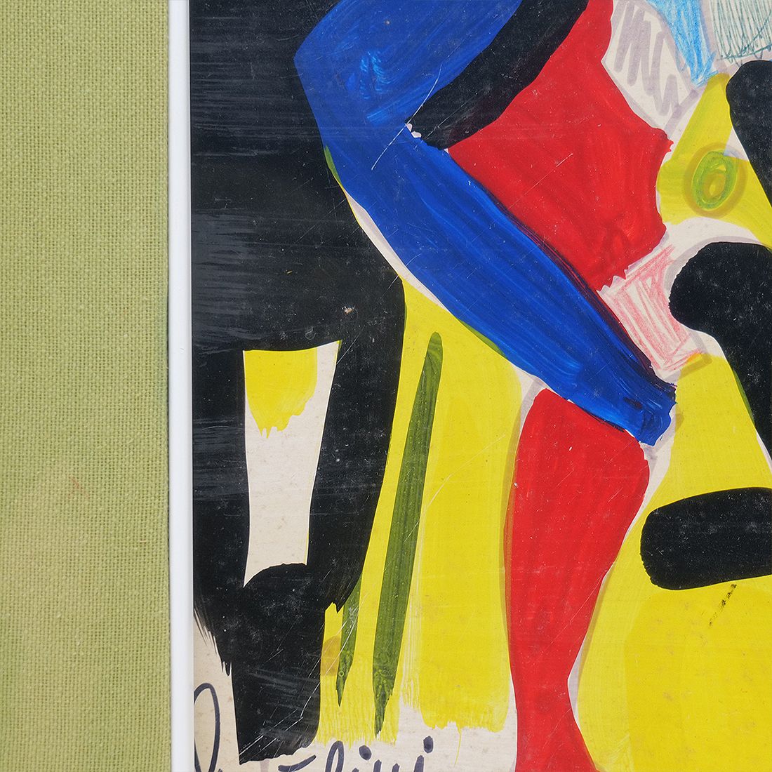 Mixed Technique Painting On Masonite By Aldo Gentilini, 1970s photo vintage