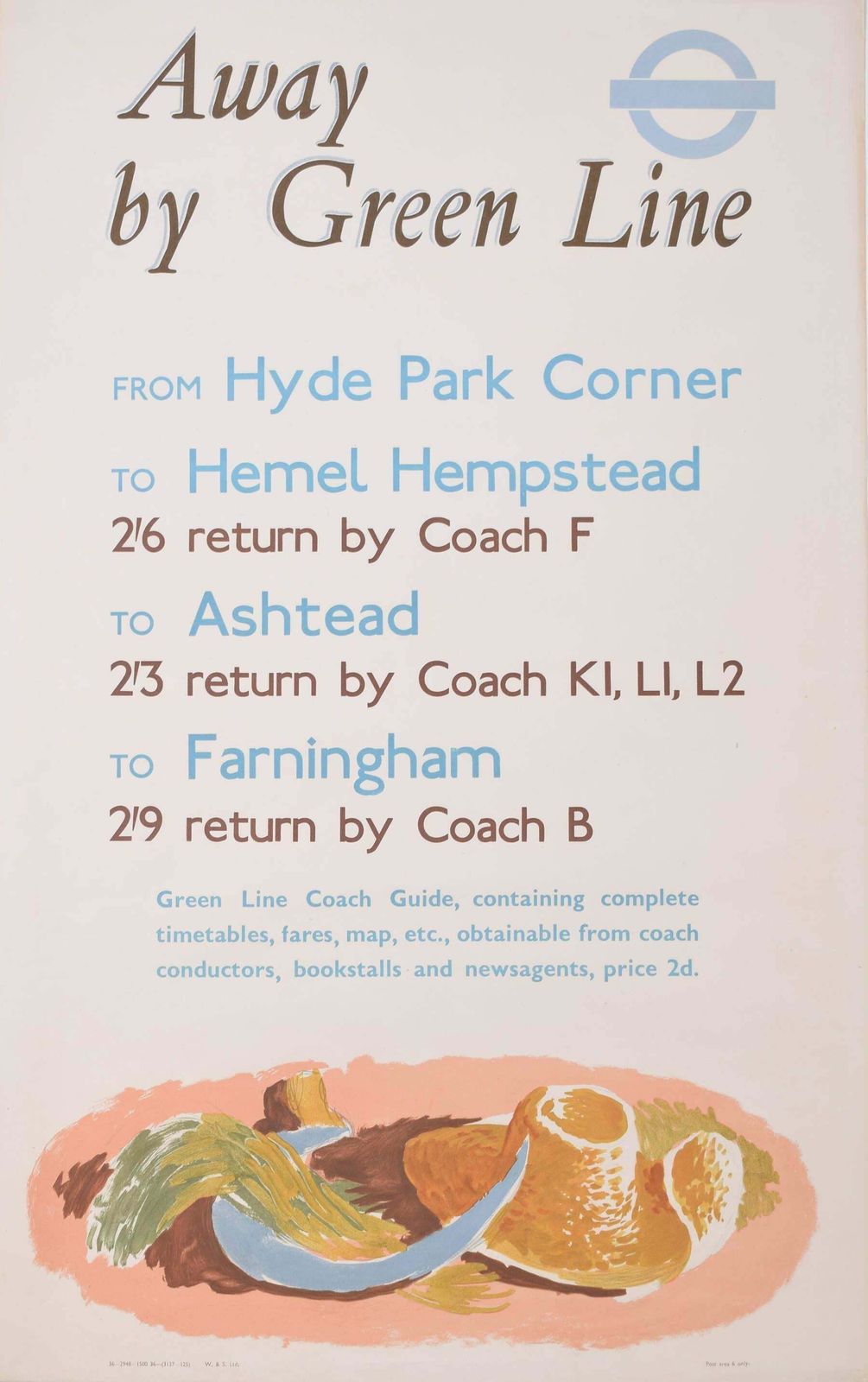 Graham Sutherland Away By Green Line Graham Sutherland Original Vintage Poster 1930s Coach Travel 1936