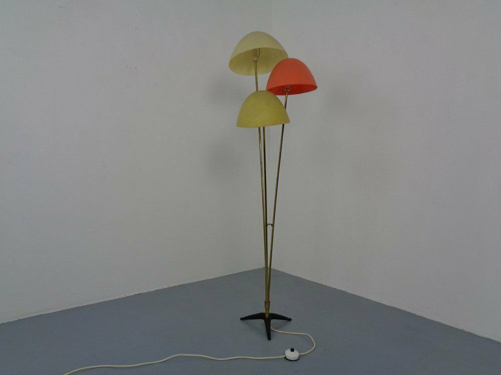Italian Glass Fiber & Brass Floor Lamp, 1950s photo 1700.0