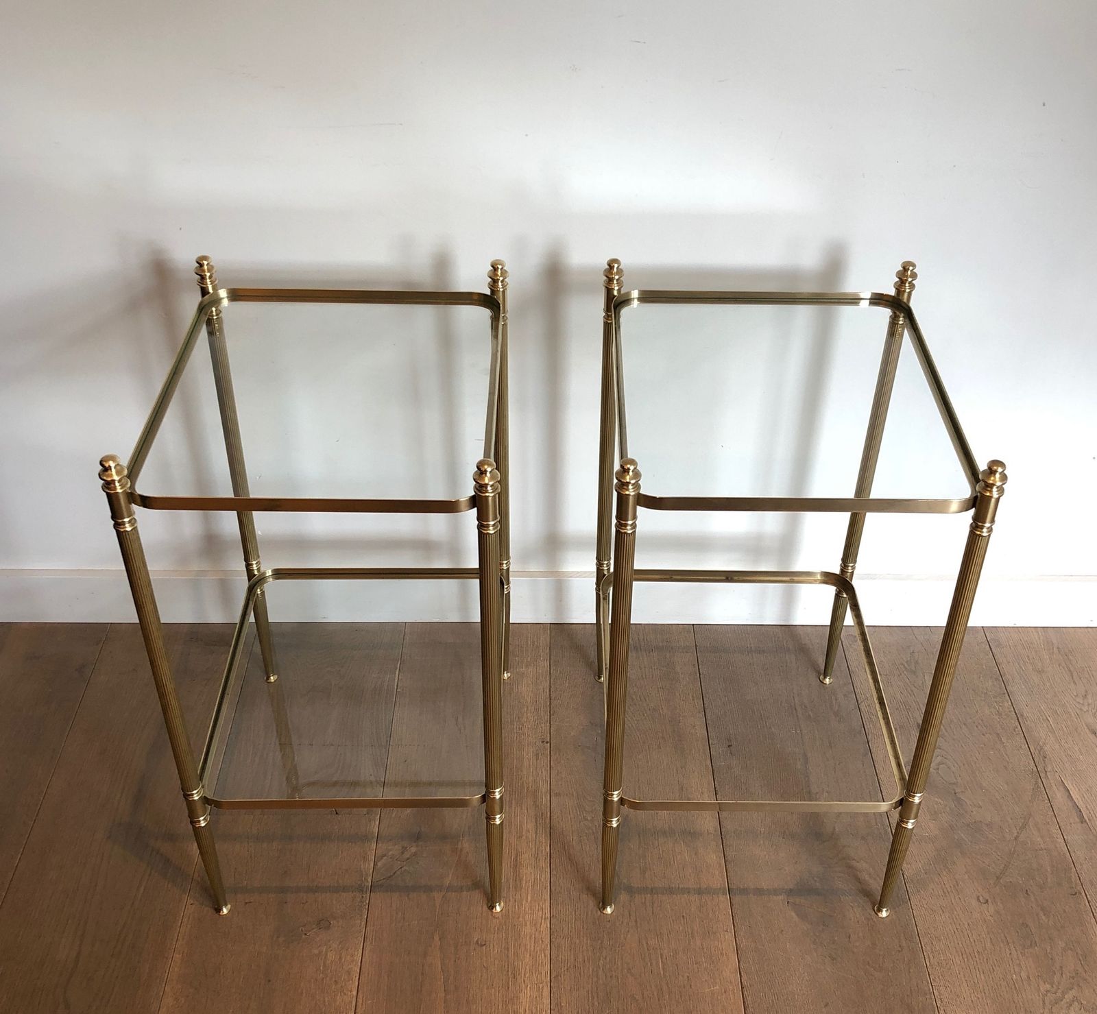 Furniture Pair Of Neoclassical Style Brass Side Tables In The Style Of Maison Jansen photo