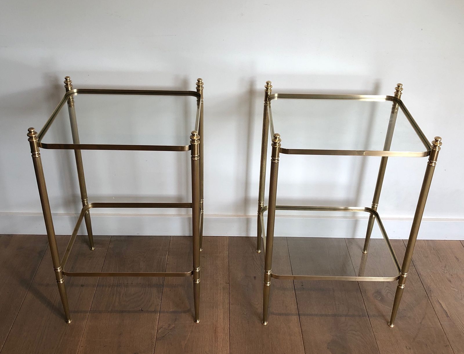 2850.0 Pair Of Neoclassical Style Brass Side Tables In The Style Of Maison Jansen photo