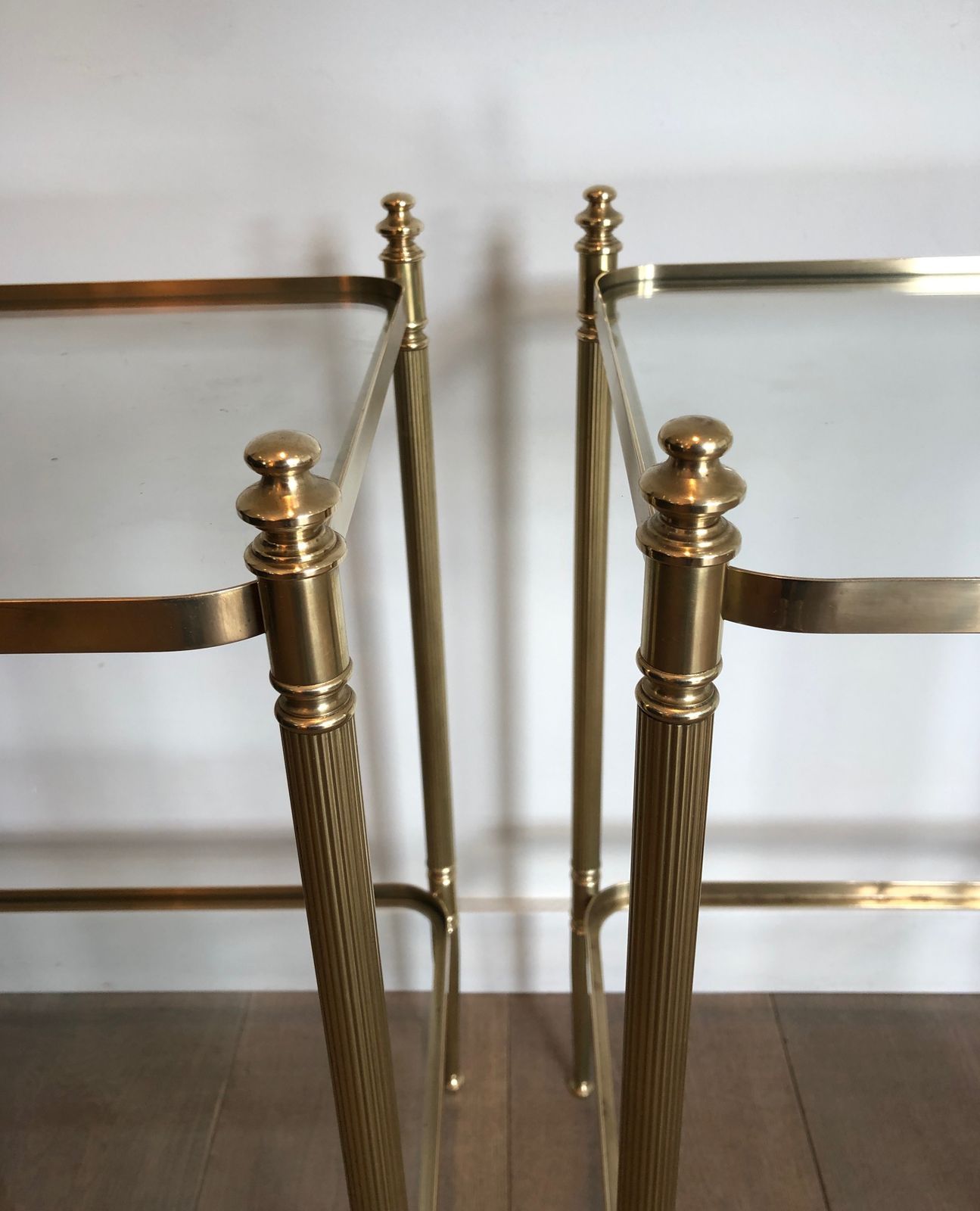 photo buy Pair Of Neoclassical Style Brass Side Tables In The Style Of Maison Jansen