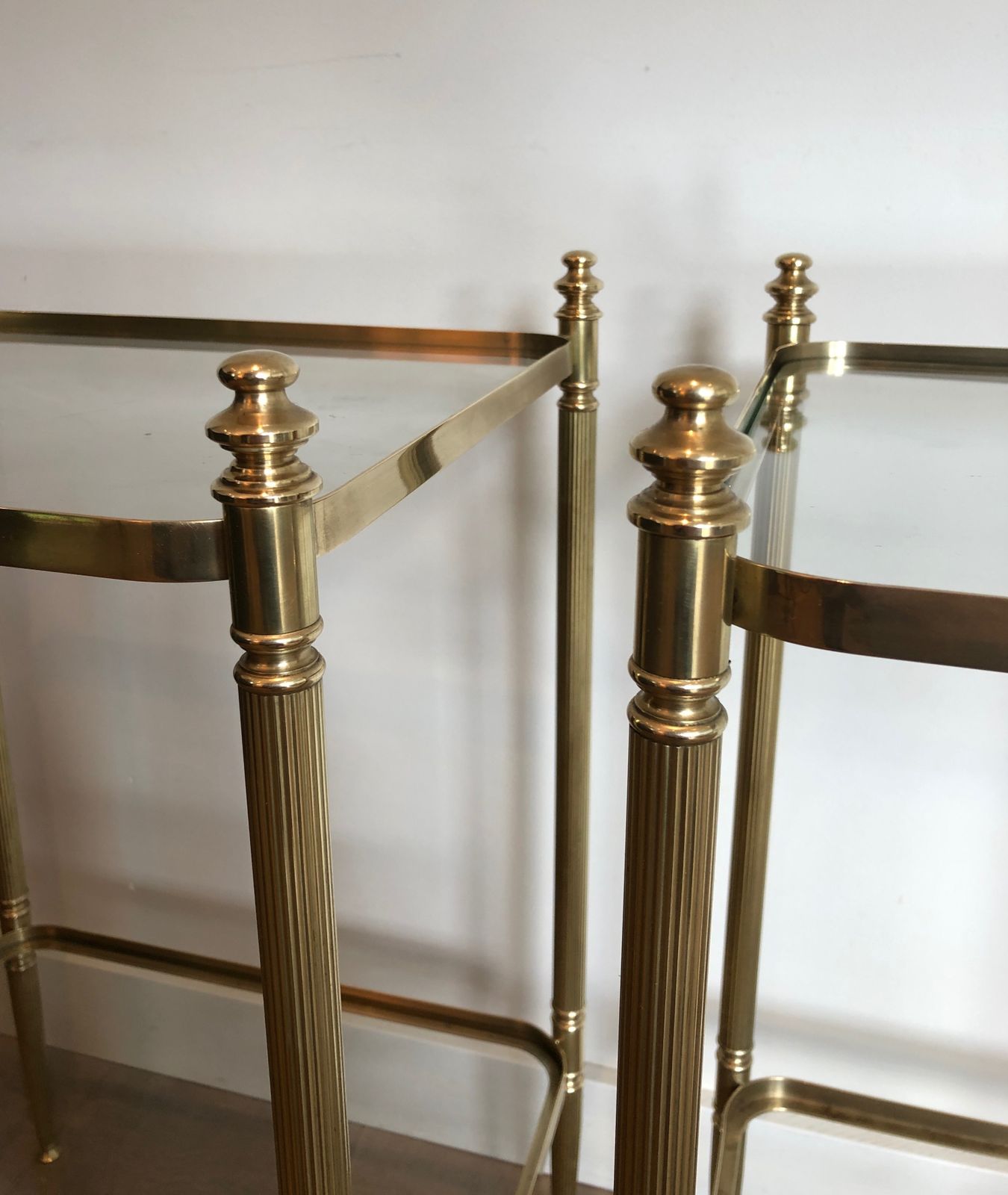 photo vintage Pair Of Neoclassical Style Brass Side Tables In The Style Of Maison Jansen