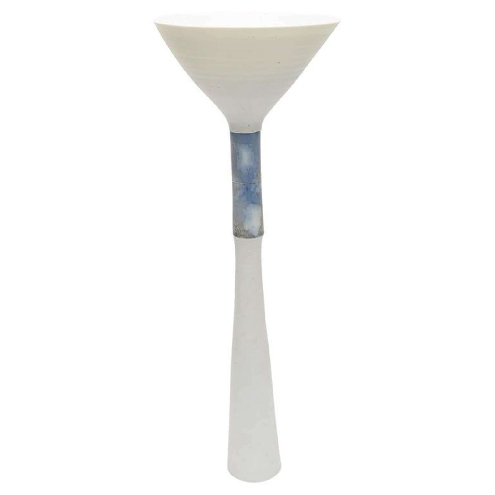 Tall Porcelain Sculpture And Vessel White And Blue By Thomas Naete