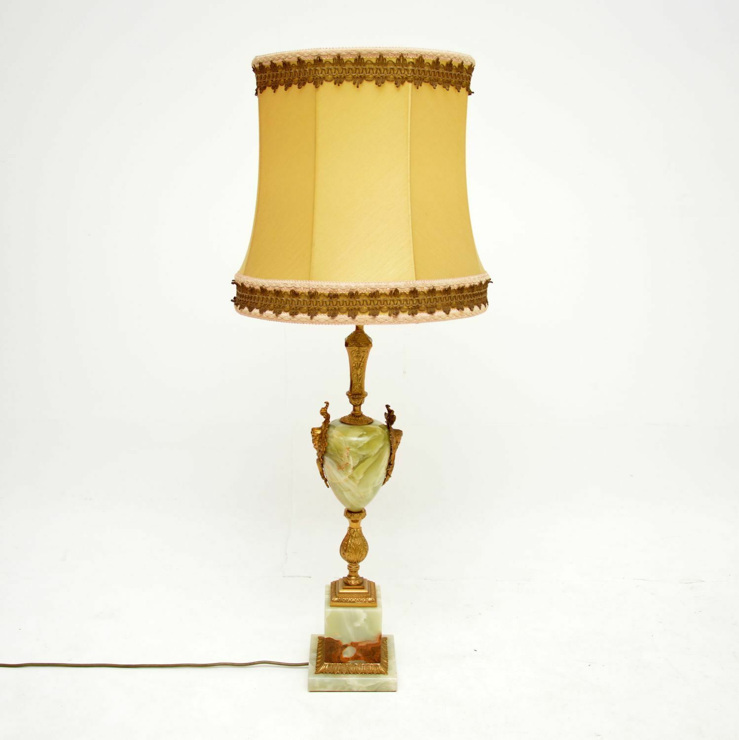 Large Antique French Onyx & Gilt Metal Table Lamp photo furniture