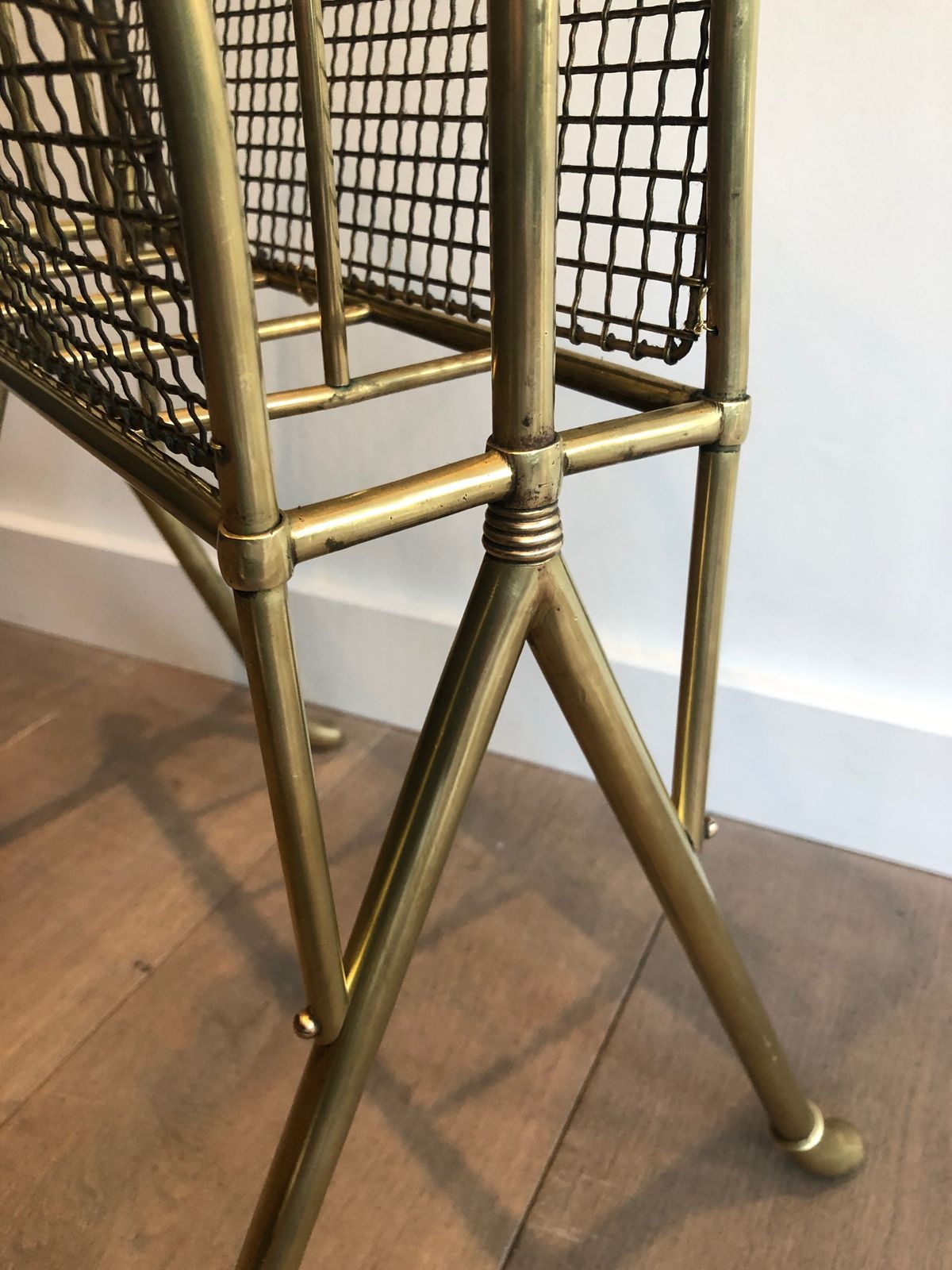 Pair Of Brass Magazine Racks Attributed To Maison Jansen photo vintage