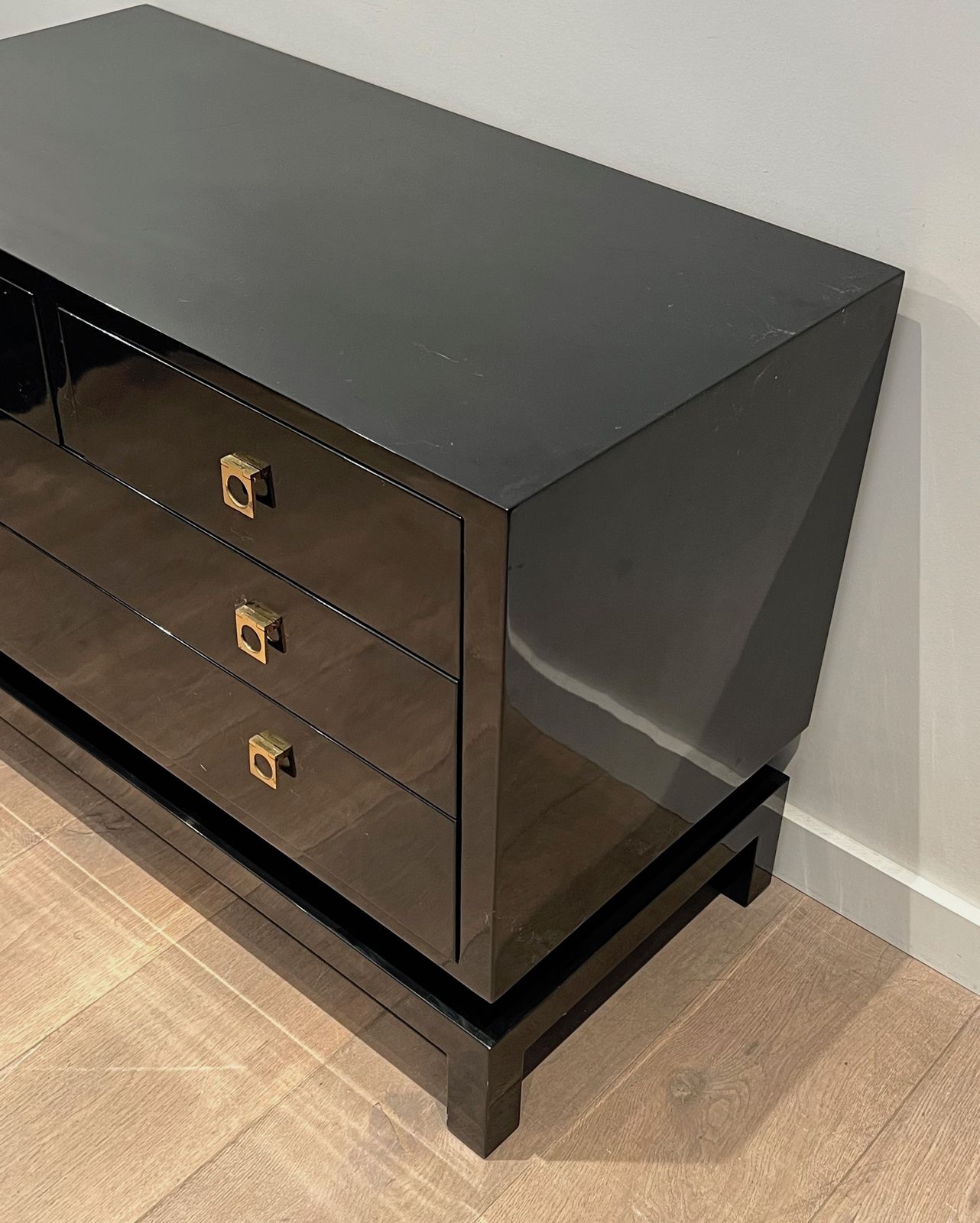 Black Lacquered Chest Of Drawers By Guy Lefèvre For Maison Jansen photo vinterior