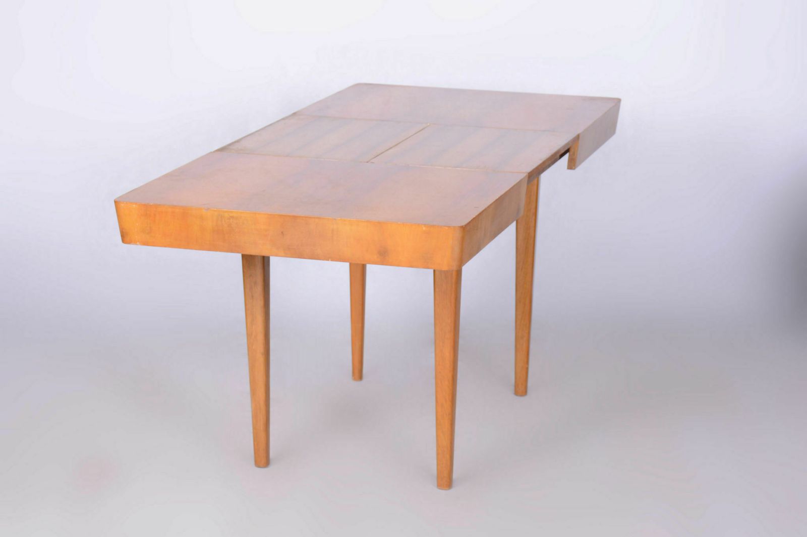 photo for sale Restored Artdeco Oak Dining Table, Jindrich Halabala, Up Zavody, Adjustable Width, Revived Polish, Czechia, 1940s