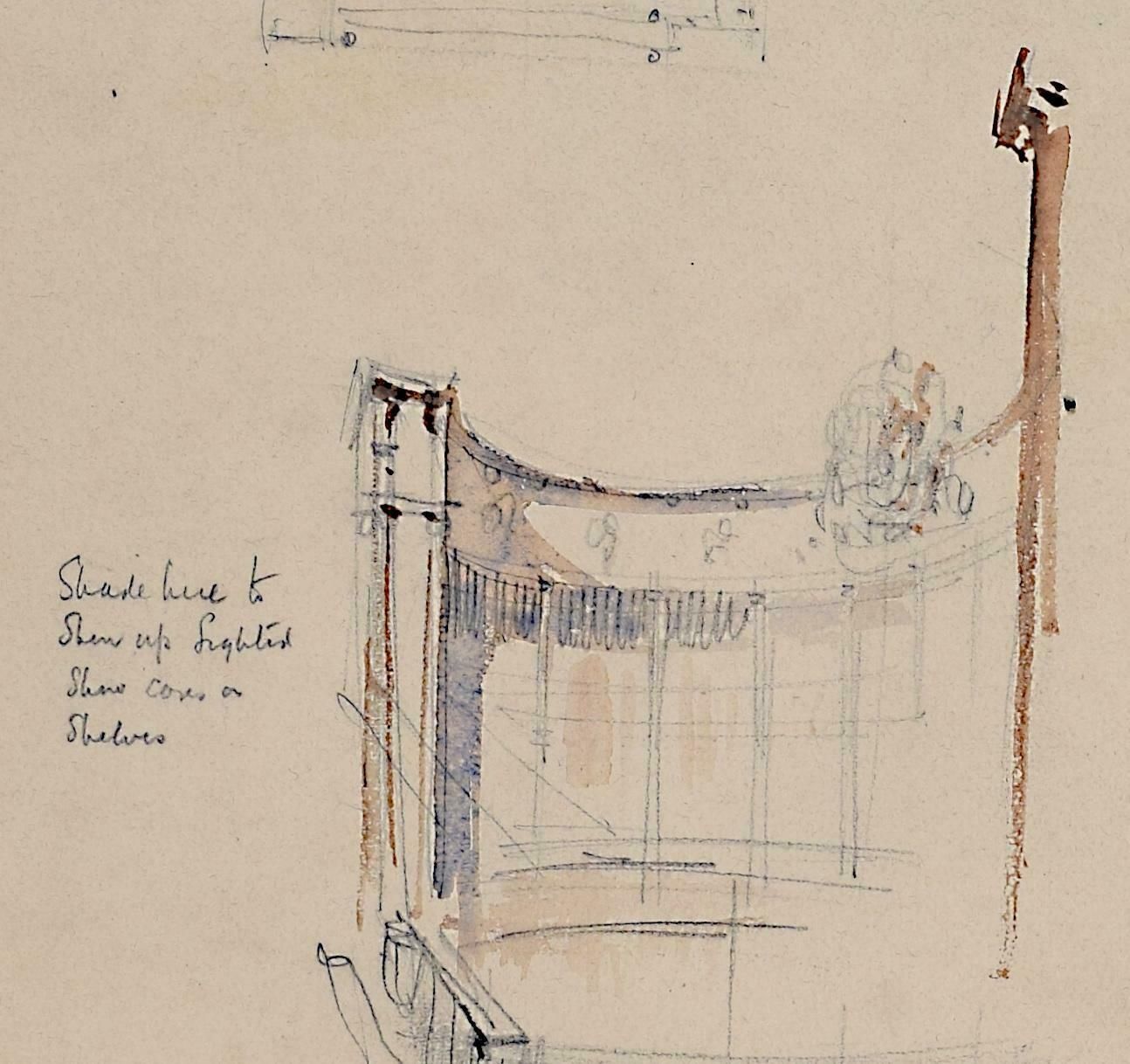 Louis Osman Louis Osman Friba Thomas Lumley Castle Architectural Sketches C. 1960s photo furniture
