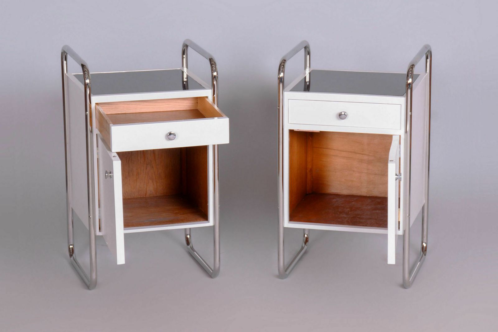 Restored Bauhaus Pair Of Bedside Tables, Vichr A Spol, Chrome, Czechia, 1930s photo buy