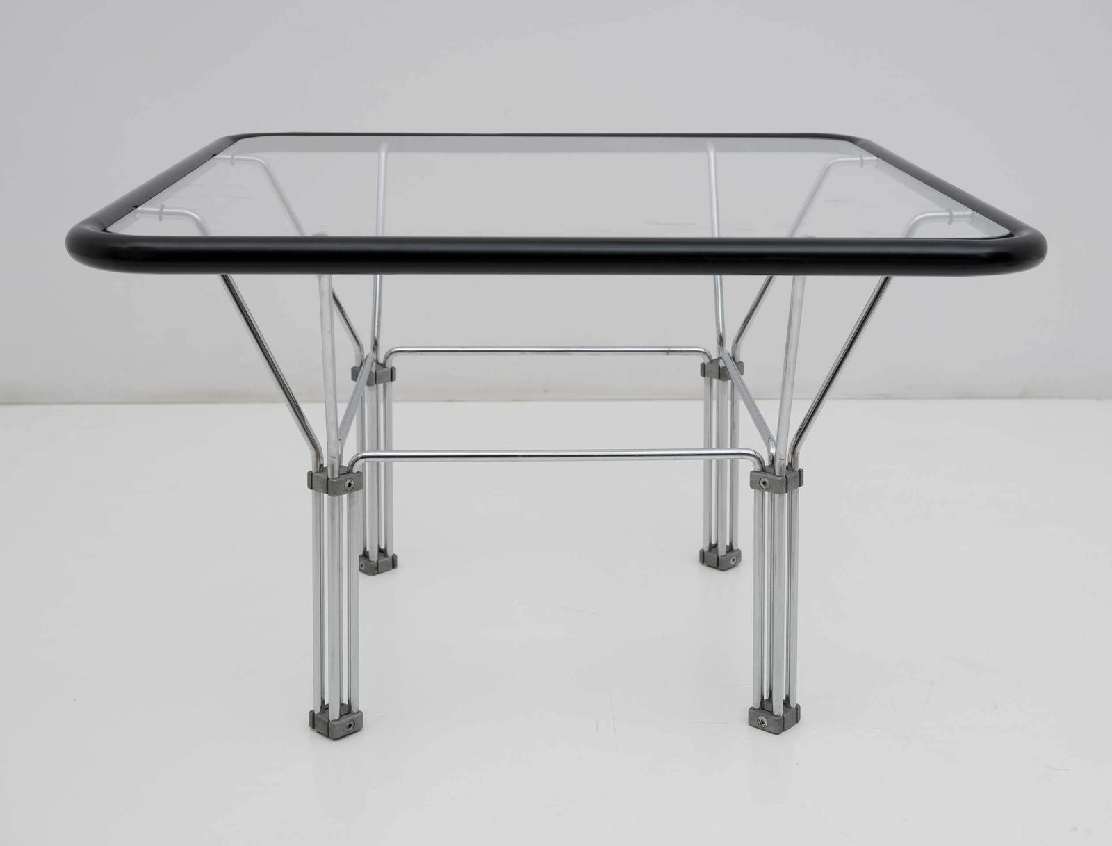 Attributed Niels Bendtsen Post Modern Crystal And Steel Coffee Table, 1970s photo furniture