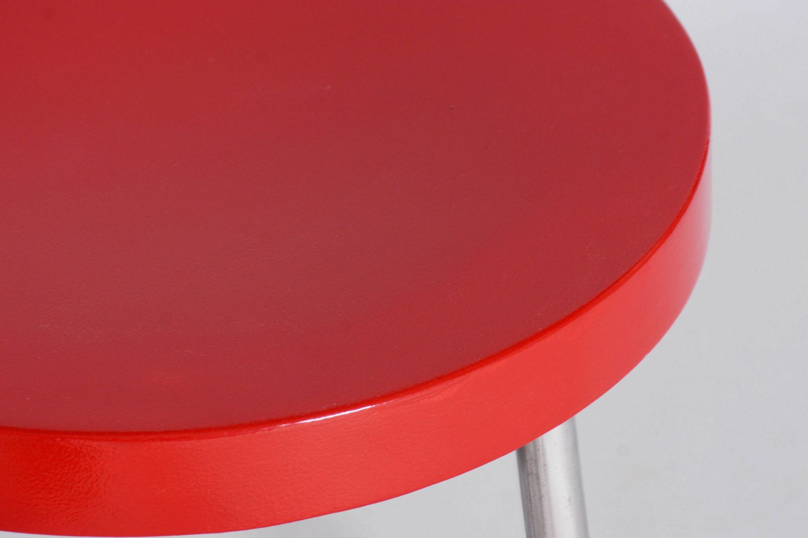 Restored Bauhaus Beech Stool, Chrome Plated Steel, Revived Polish, Czechia, 1930s photo vinterior