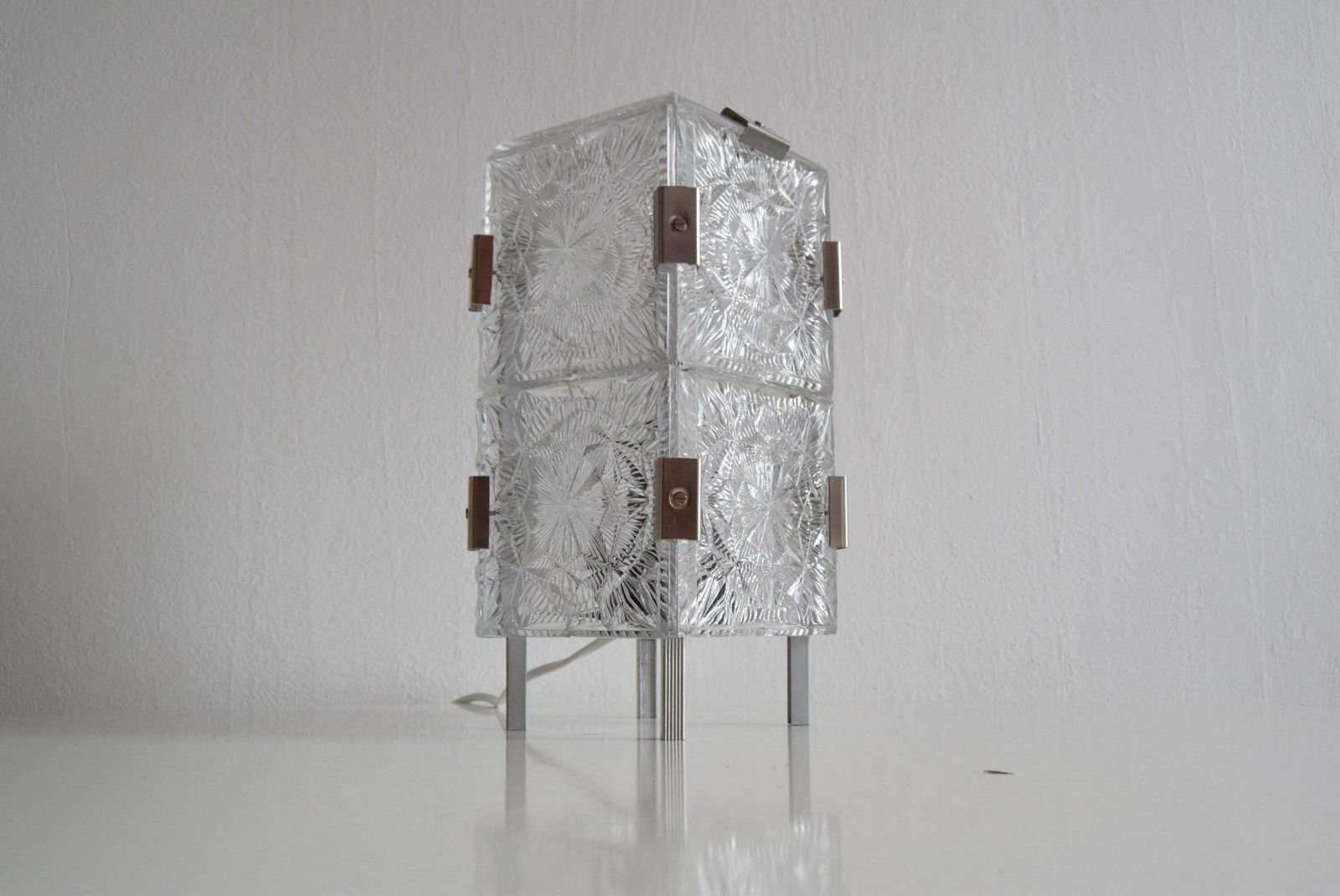 Vintage Rare Glass Table Lamp By Josef Hejtman For Kamenicky Senov, 1960's. photo for sale