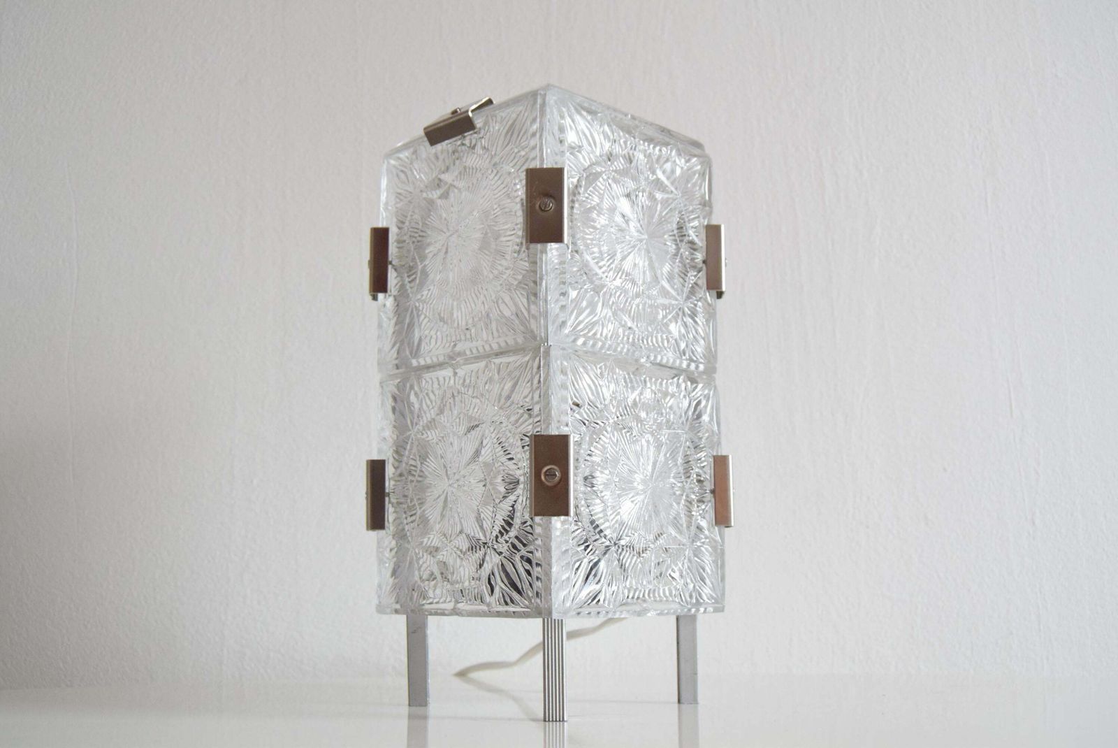 Lighting Vintage Rare Glass Table Lamp By Josef Hejtman For Kamenicky Senov, 1960's. photo
