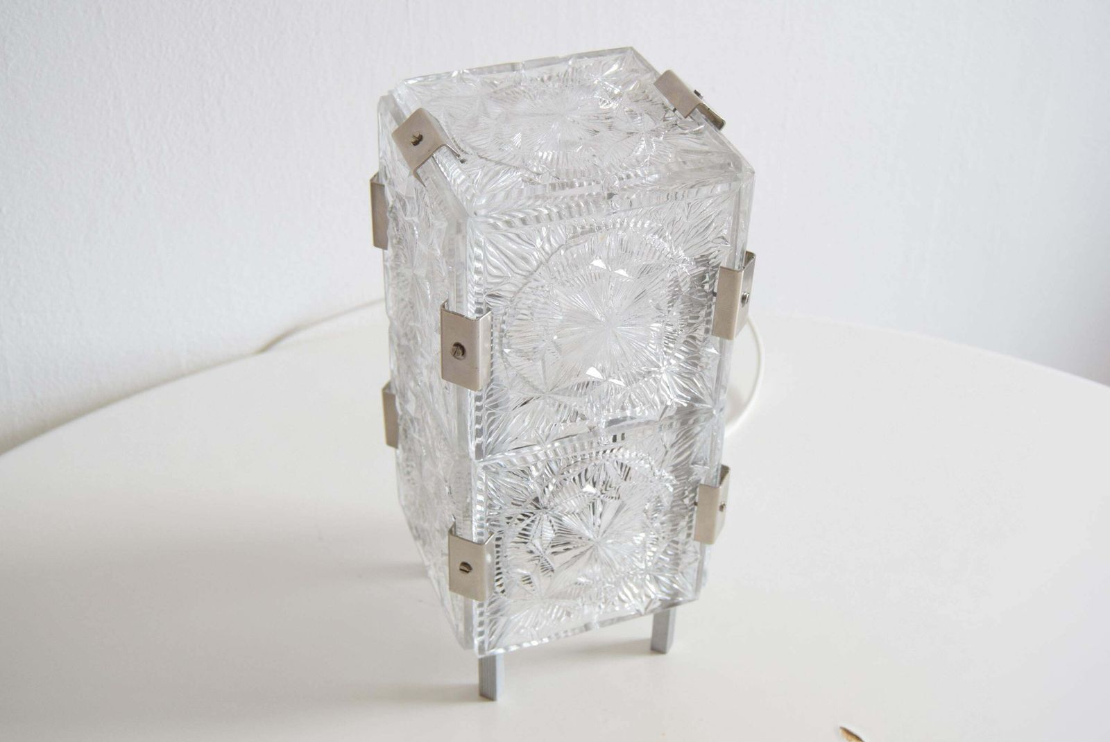 469.0 Vintage Rare Glass Table Lamp By Josef Hejtman For Kamenicky Senov, 1960's. photo