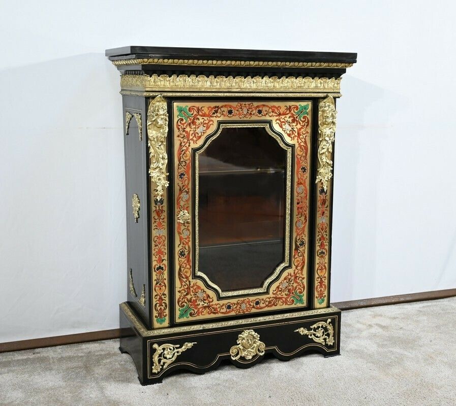 Small Showcase In Brass And Blackened Pear Tree, Napoleon III Period   Mid 19th Century photo furniture